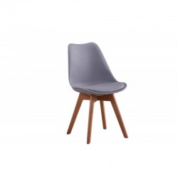 Lots de 2 chaises scandinaves en polypropylène coussin simili pieds en bois