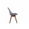 Lots de 2 chaises scandinaves en polypropylène coussin simili pieds en bois