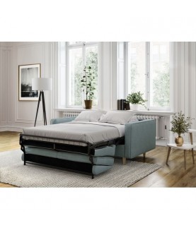 Canapé convertible système couchage express 3 places scandinave en tissu