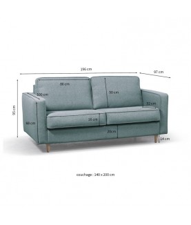 Canapé convertible système couchage express 3 places scandinave en tissu