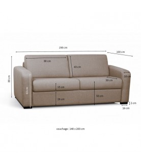 Lorenzo - Canapé convertible système couchage express 3 places en tissu