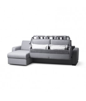 LORENZO - Canapé d'angle convertible système couchage express 3 places en tissu