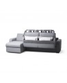 LORENZO - Canapé d'angle convertible système couchage express 3 places en tissu