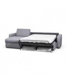 LORENZO - Canapé d'angle convertible système couchage express 3 places en tissu