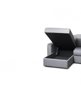 LORENZO - Canapé d'angle convertible système couchage express 3 places en tissu