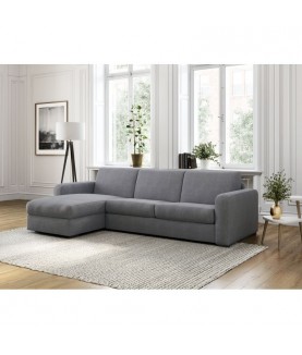 LORENZO - Canapé d'angle convertible système couchage express 3 places en tissu