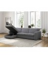 LORENZO - Canapé d'angle convertible système couchage express 3 places en tissu