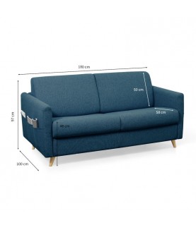 TALY - Canapé couchage rapide en tissu 3 places Mobilier du Jour
