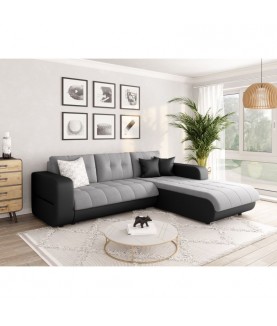 CECILIA - Canapé d'angle convertible 4 places en simili et microfibre