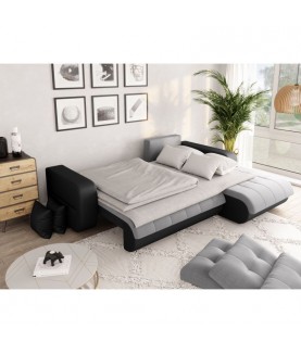 CECILIA - Canapé d'angle convertible 4 places en simili et microfibre