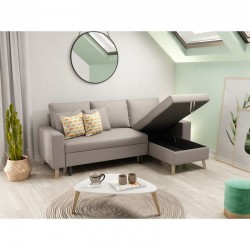 ATIK - Canapé d'angle scandinave réversible convertible avec coffre