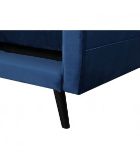 TOPIKA - Canapé d'angle réversible convertible en velours avec pieds bois noir