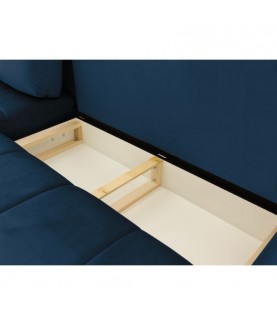 RAPHA - Canapé d'angle réversible, convertible en velours et pieds bois clair avec coffre - Mobiler du Jour