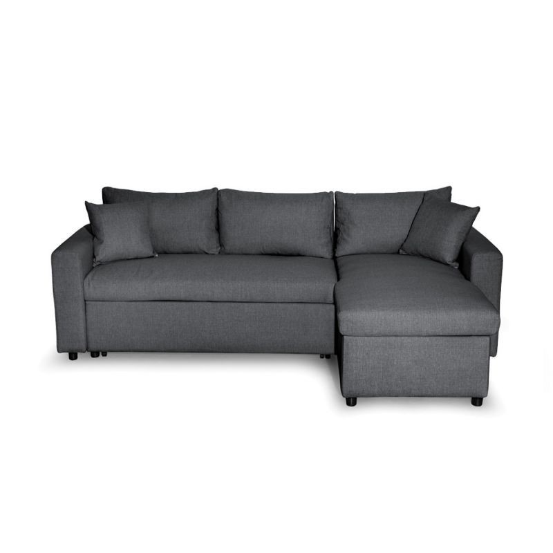 Canapé d'angle réversible, convertible en tissu avec coffre de rangement  - Mobiler du Jour