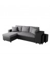 MARIA PLUS - Canapé d'angle réversible convertible avec coffre et 2 poufs en microfibre et simili - Mobilier du Jour