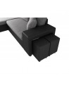 MARIA PLUS - Canapé d'angle réversible convertible avec coffre et 2 poufs en microfibre et simili - Mobilier du Jour