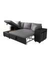 MARIA PLUS - Canapé d'angle réversible convertible avec coffre et 2 poufs en microfibre et simili - Mobilier du Jour