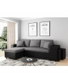 MARIA PLUS - Canapé d'angle réversible convertible avec coffre et 2 poufs en microfibre et simili - Mobilier du Jour