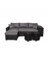 MARIA PLUS - Canapé d'angle réversible convertible avec coffre et 2 poufs en microfibre et simili - Mobilier du Jour