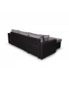 MARIA PLUS - Canapé d'angle réversible convertible avec coffre et 2 poufs en microfibre et simili - Mobilier du Jour