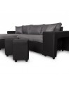 MARIA PLUS - Canapé d'angle réversible convertible avec coffre et 2 poufs en microfibre et simili - Mobilier du Jour