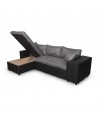 MARIA PLUS - Canapé d'angle réversible convertible avec coffre et 2 poufs en microfibre et simili - Mobilier du Jour