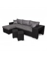 MARIA PLUS - Canapé d'angle réversible convertible avec coffre et 2 poufs en microfibre et simili - Mobilier du Jour