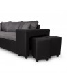 MARIA PLUS - Canapé d'angle réversible convertible avec coffre et 2 poufs en microfibre et simili - Mobilier du Jour