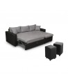 Laurence - Canapé d'angle réversible, convertible avec coffre de rangement et 2 poufs en microfibre et simili - Mobilier du Jour