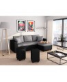 Laurence - Canapé d'angle réversible, convertible avec coffre de rangement et 2 poufs en microfibre et simili - Mobilier du Jour