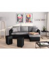 Laurence - Canapé d'angle réversible, convertible avec coffre de rangement et 2 poufs en microfibre et simili - Mobilier du Jour