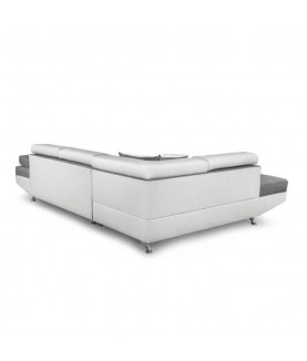 RIO - Canapé d'angle convertible 5 places avec coffre de rangement en tissu et simili - Mobilier du Jour