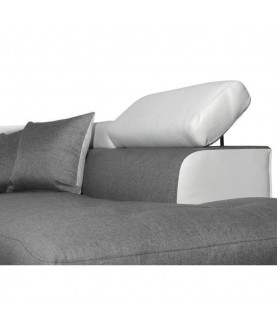 RIO - Canapé d'angle convertible 5 places avec coffre de rangement en tissu et simili - Mobilier du Jour