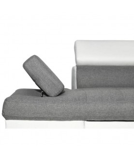 RIO - Canapé d'angle convertible 5 places avec coffre de rangement en tissu et simili - Mobilier du Jour