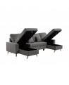 ARTIKOU - Canapé panoramique scandinave convertible avec 2 coffres en tissu déperlant - Mobilier du Jour