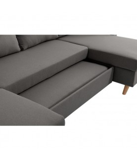 ARTIKOU - Canapé panoramique scandinave convertible avec 2 coffres en tissu déperlant - Mobilier du Jour