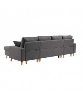 ARTIKOU - Canapé panoramique scandinave convertible avec 2 coffres en tissu déperlant - Mobilier du Jour