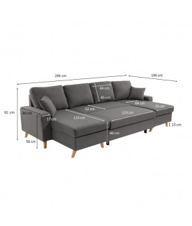 ARTIKOU - Canapé panoramique scandinave convertible avec 2 coffres en tissu déperlant - Mobilier du Jour