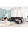 ARTIKOU - Canapé panoramique scandinave convertible avec 2 coffres en tissu déperlant - Mobilier du Jour