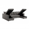 ALMA - Canapé panoramique convertible avec 2 coffres et 1 accoudoir étagère en tissu déperlant - Mobilier du Jour
