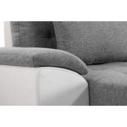 KAYA  - Canapé panoramique convertible avec large méridienne en tissu et simili