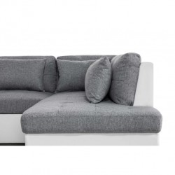 KAYA  - Canapé panoramique convertible avec large méridienne en tissu et simili