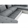 KAYA  - Canapé panoramique convertible avec large méridienne en tissu et simili