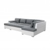 KAYA  - Canapé panoramique convertible avec large méridienne en tissu et simili