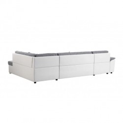 KAYA  - Canapé panoramique convertible avec large méridienne en tissu et simili