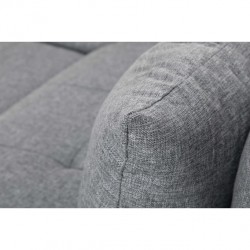 KAYA  - Canapé panoramique convertible avec large méridienne en tissu et simili