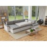 KAYA  - Canapé panoramique convertible avec large méridienne en tissu et simili