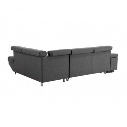 WILLIAM - Canapé d'angle convertible + 2 poufs avec niche de rangement fixe en tissu - Mobilier du Jour