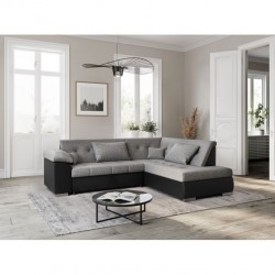 LUNA - Canapé d'angle convertible en tissu et simili - Mobilier du Jour