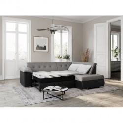 LUNA - Canapé d'angle convertible en tissu et simili - Mobilier du Jour